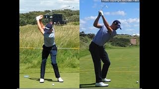 Justin Thomas golf swing  Long Iron faceon amp downtheline July 2017 [upl. by Haisa]