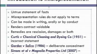 Misrepresentation Lecture 1 of 4 [upl. by Jea649]